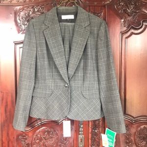 Tahari grey suit.